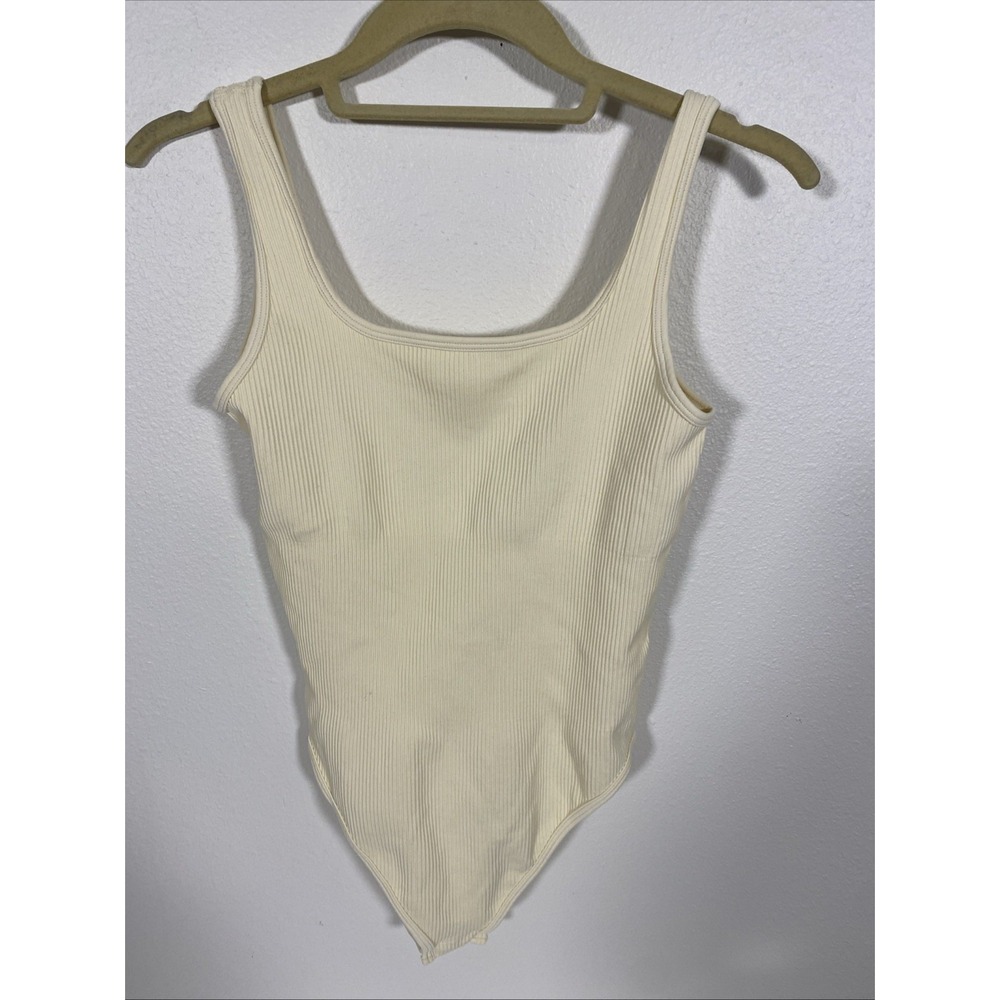 OQQ Bodysuit‎ Med Cream Women's Stretch X1